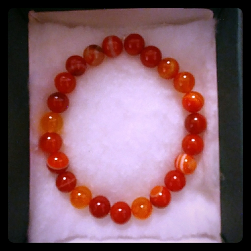 Orange Banded Agate Stone Bracelet